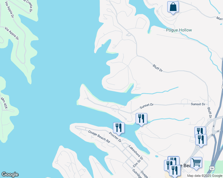 map of restaurants, bars, coffee shops, grocery stores, and more near 1272 Bonard Ln in Osage Beach