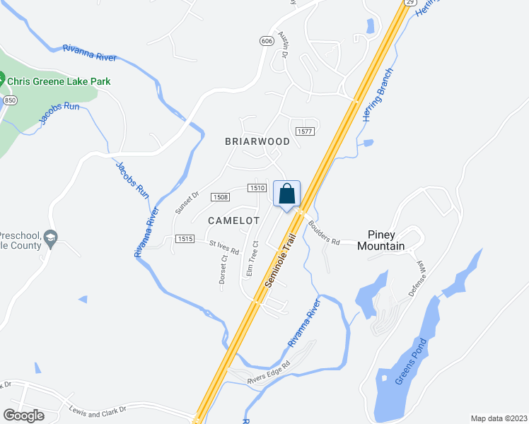 map of restaurants, bars, coffee shops, grocery stores, and more near 2048 Elm Tree Court in Charlottesville