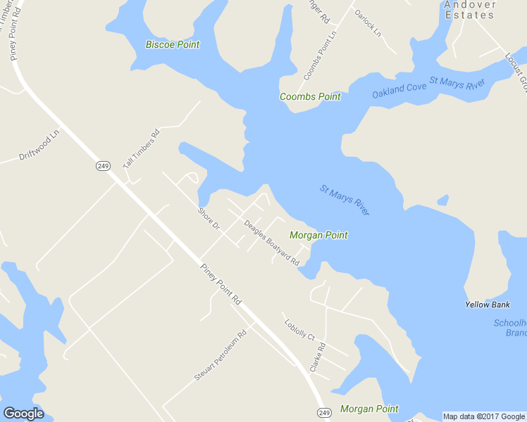 map of restaurants, bars, coffee shops, grocery stores, and more near Lois Marie Ln in St Mary's