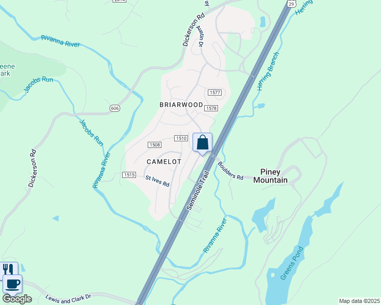 map of restaurants, bars, coffee shops, grocery stores, and more near 2061 Elm Tree Court in Charlottesville