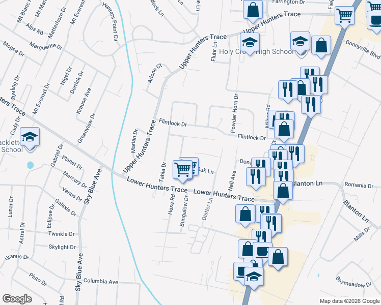 map of restaurants, bars, coffee shops, grocery stores, and more near 2119 Ronnie Avenue in Louisville