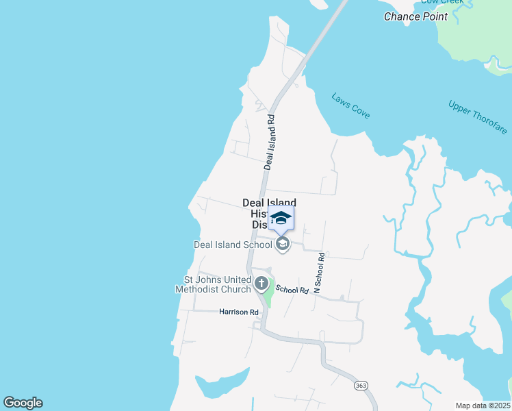 map of restaurants, bars, coffee shops, grocery stores, and more near 10054 Deal Island Road in Deal Island