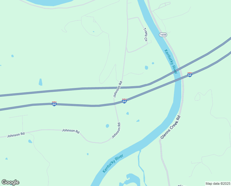 map of restaurants, bars, coffee shops, grocery stores, and more near Johnson Road in Frankfort