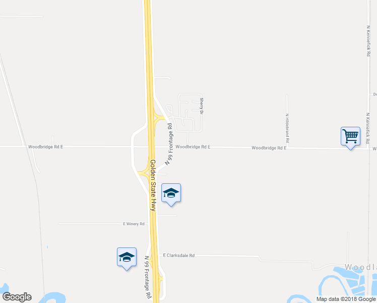 map of restaurants, bars, coffee shops, grocery stores, and more near 4734 Woodbridge Road East in Acampo