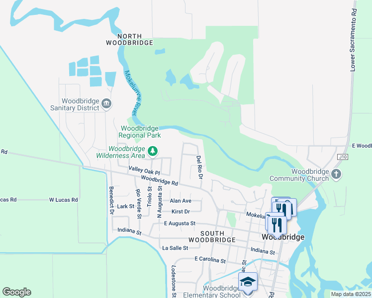 map of restaurants, bars, coffee shops, grocery stores, and more near 19428 Wilderness Way in Woodbridge