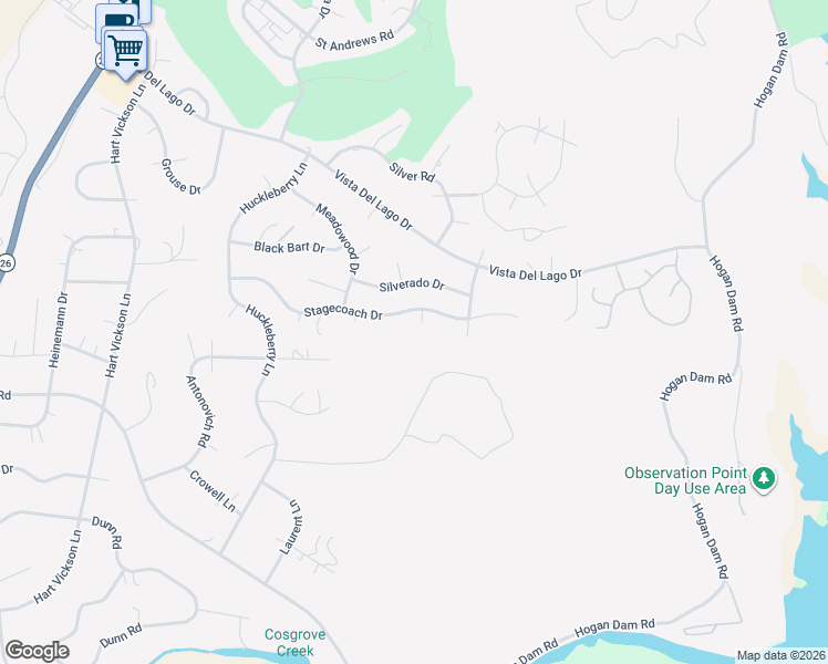 map of restaurants, bars, coffee shops, grocery stores, and more near 2932 Stagecoach Drive in Valley Springs