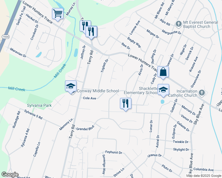 map of restaurants, bars, coffee shops, grocery stores, and more near 5809 Noah Drive in Louisville