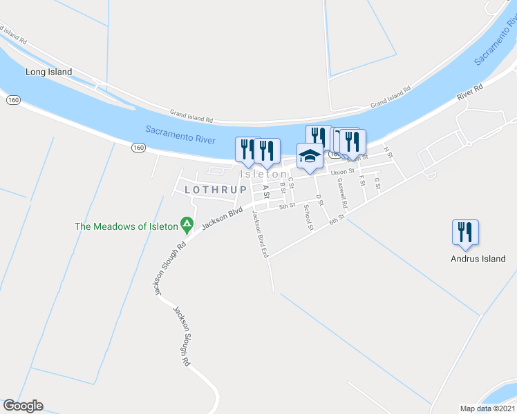 map of restaurants, bars, coffee shops, grocery stores, and more near 104 4th Street in Galt