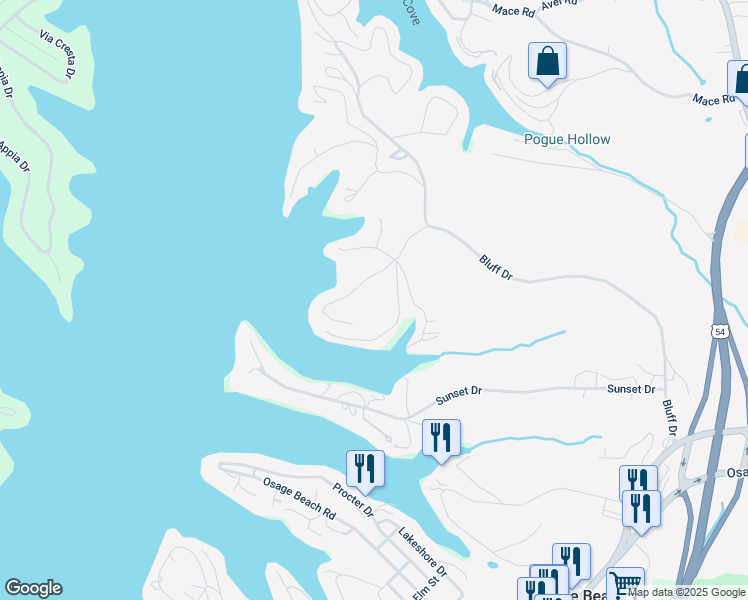 map of restaurants, bars, coffee shops, grocery stores, and more near 1266-1272 Bonard Ln in Osage Beach