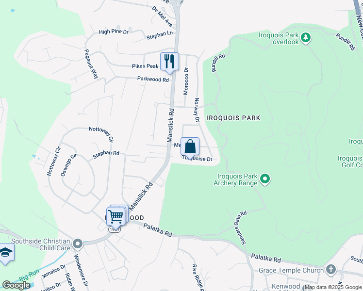 map of restaurants, bars, coffee shops, grocery stores, and more near 1604 Melody Lane in Louisville