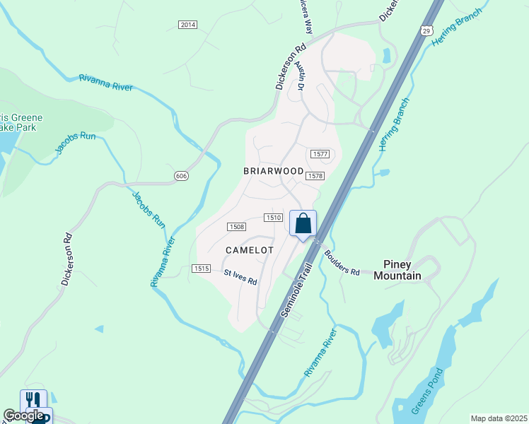 map of restaurants, bars, coffee shops, grocery stores, and more near 502 Jester Lane in Charlottesville