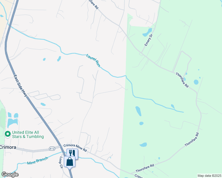 map of restaurants, bars, coffee shops, grocery stores, and more near 230 Forest Chapel Lane in Crimora