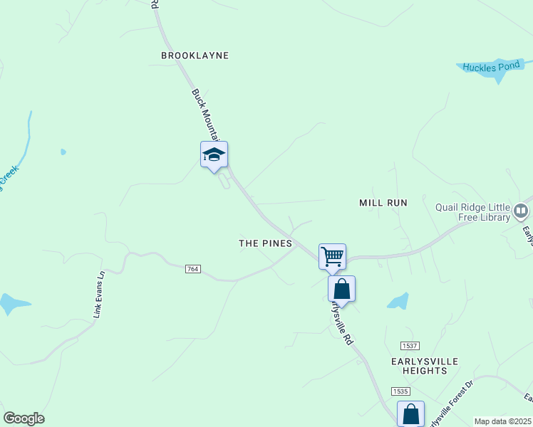 map of restaurants, bars, coffee shops, grocery stores, and more near 124 Buck Mountain Road in Earlysville