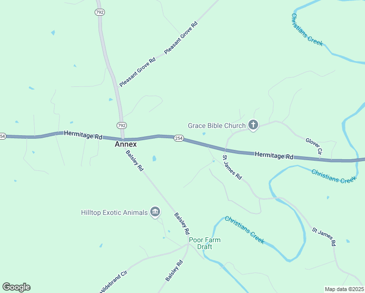 map of restaurants, bars, coffee shops, grocery stores, and more near 385 Hermitage Road in Staunton