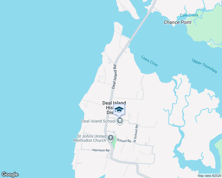 map of restaurants, bars, coffee shops, grocery stores, and more near 23230 Rolfe Lane in Deal Island Historic District
