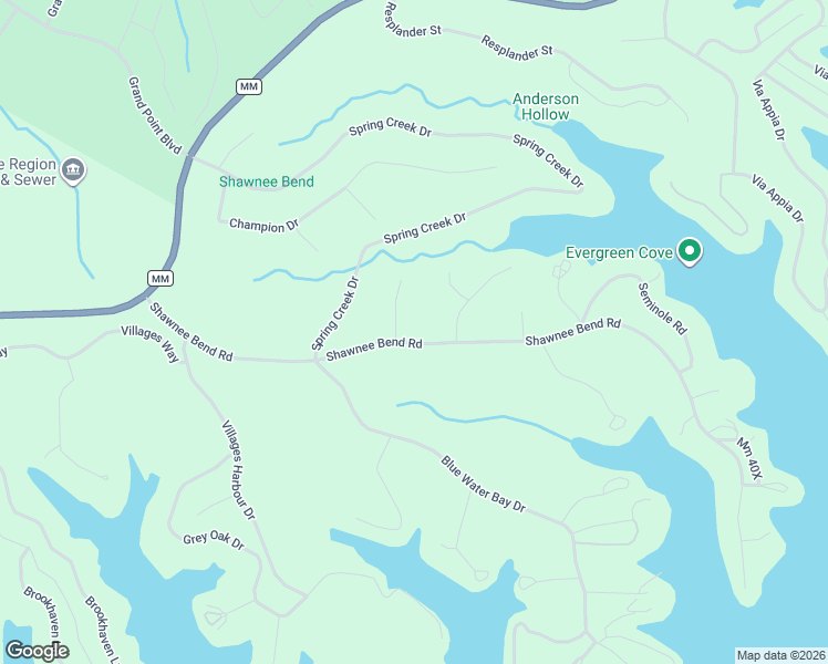map of restaurants, bars, coffee shops, grocery stores, and more near Shawnee Bend Road in Sunrise Beach