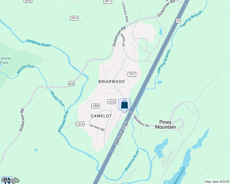 map of restaurants, bars, coffee shops, grocery stores, and more near 4566 Briarwood Drive in Charlottesville