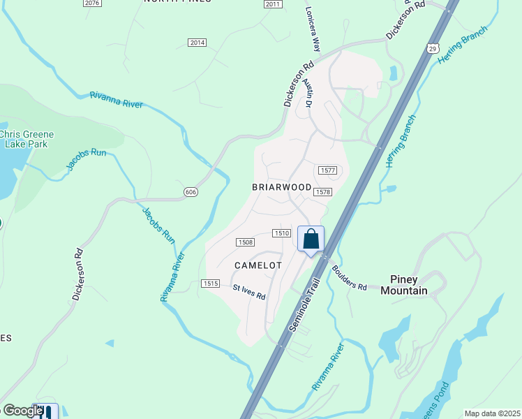 map of restaurants, bars, coffee shops, grocery stores, and more near 2384 Jersey Pine Ridge in Charlottesville