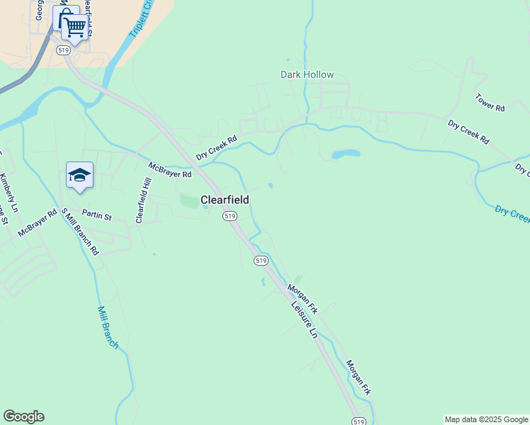 map of restaurants, bars, coffee shops, grocery stores, and more near 286 Whispering Pines in Clearfield