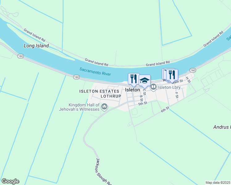 map of restaurants, bars, coffee shops, grocery stores, and more near 9 3rd Street in Galt