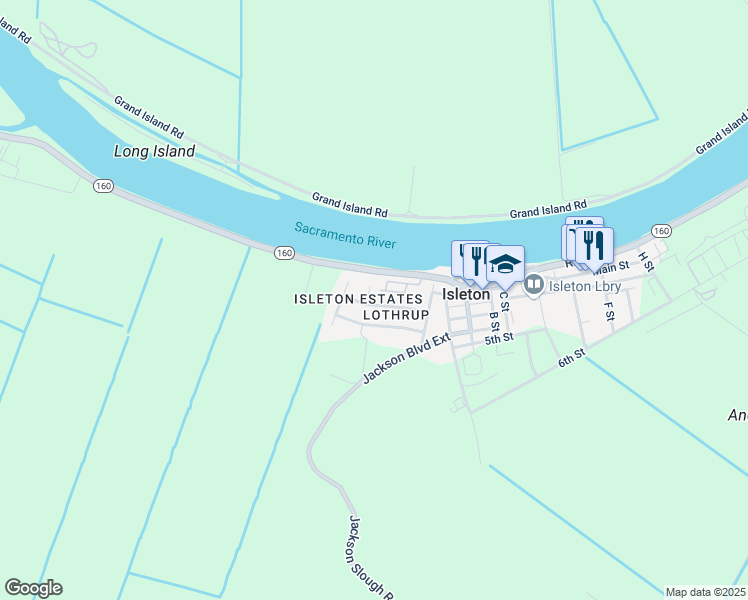map of restaurants, bars, coffee shops, grocery stores, and more near 207 Miner Court in Isleton