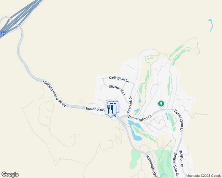 map of restaurants, bars, coffee shops, grocery stores, and more near 2819 Olivewood Lane in Vallejo
