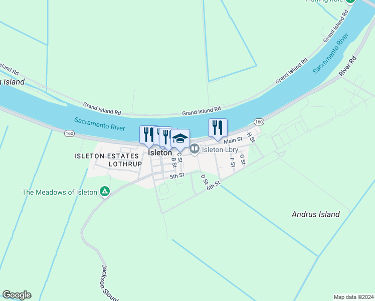 map of restaurants, bars, coffee shops, grocery stores, and more near 408 2nd Street in Galt