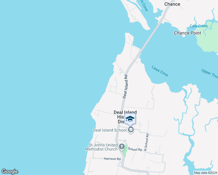 map of restaurants, bars, coffee shops, grocery stores, and more near 23165 Rolfe Lane in Deal Island Historic District