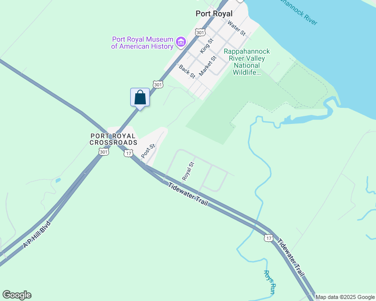 map of restaurants, bars, coffee shops, grocery stores, and more near 26097 Townfield Drive in Port Royal