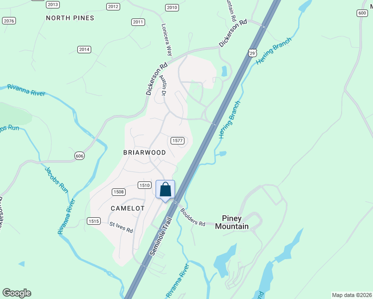 map of restaurants, bars, coffee shops, grocery stores, and more near 2460 Whitney Court in Charlottesville