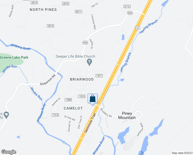 map of restaurants, bars, coffee shops, grocery stores, and more near 4609 Heather Court in Charlottesville