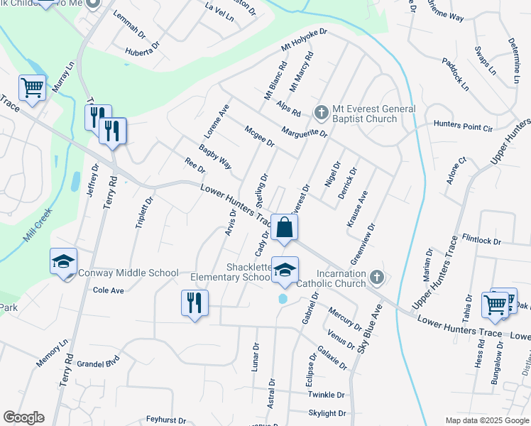 map of restaurants, bars, coffee shops, grocery stores, and more near 5604 Fox Horn Circle in Louisville