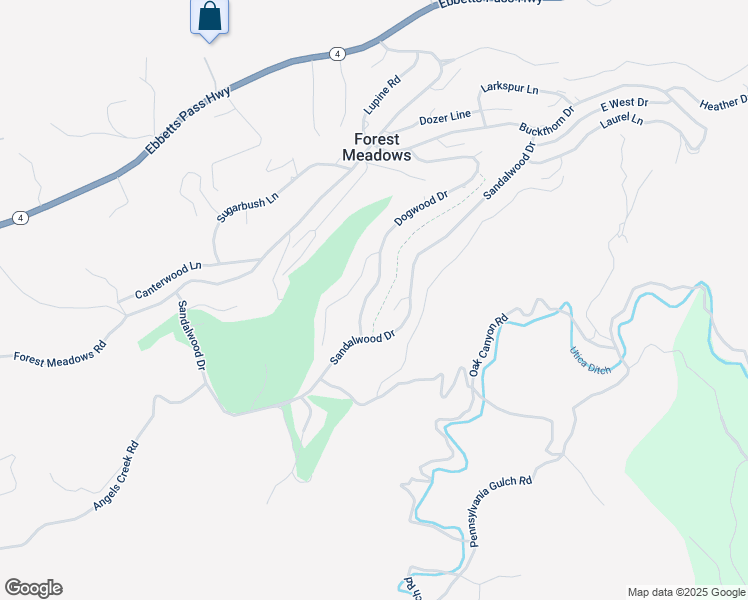map of restaurants, bars, coffee shops, grocery stores, and more near 1218 Canyon Ridge Court in Murphys