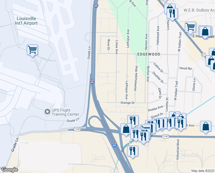 map of restaurants, bars, coffee shops, grocery stores, and more near 4599 Walton Ct in Louisville