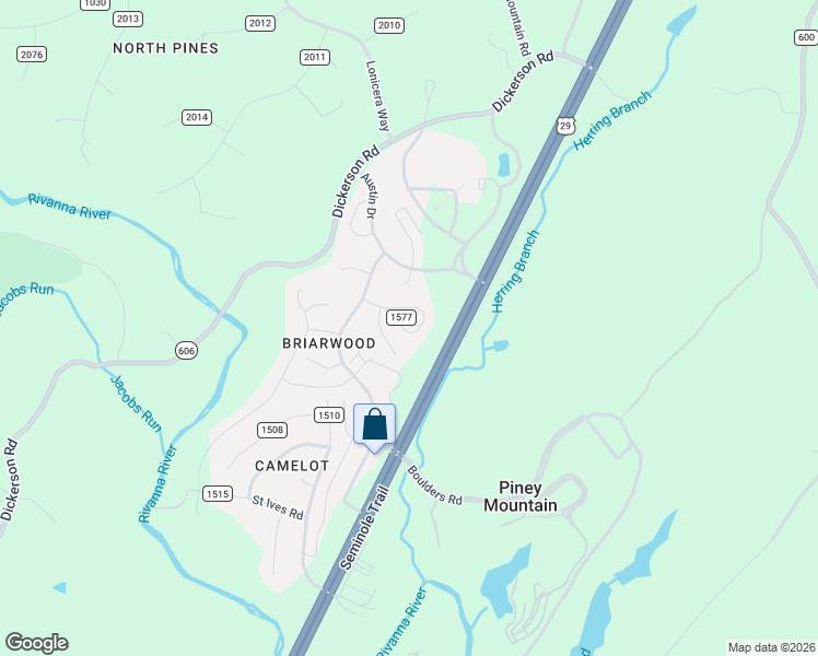 map of restaurants, bars, coffee shops, grocery stores, and more near 2460 Whitney Court in Charlottesville