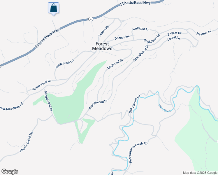 map of restaurants, bars, coffee shops, grocery stores, and more near 1218 Canyon Ridge Court in Murphys