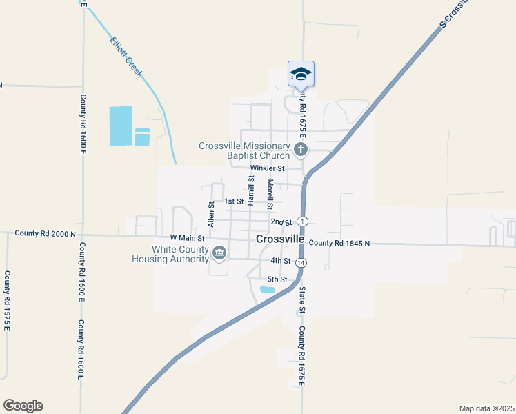 map of restaurants, bars, coffee shops, grocery stores, and more near 203 Morell Street in Crossville