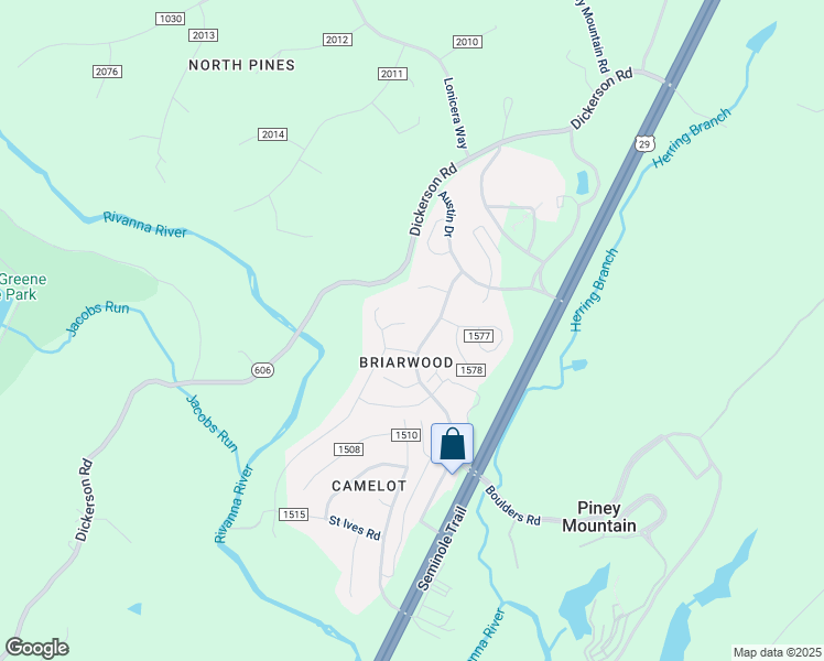 map of restaurants, bars, coffee shops, grocery stores, and more near 2246 Hummingbird Lane in Charlottesville