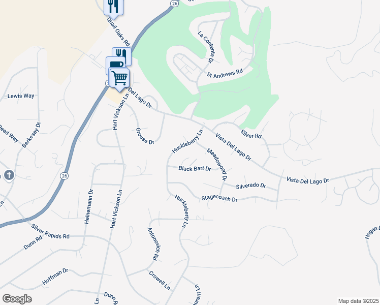 map of restaurants, bars, coffee shops, grocery stores, and more near 2503 Hogan Court in Valley Springs