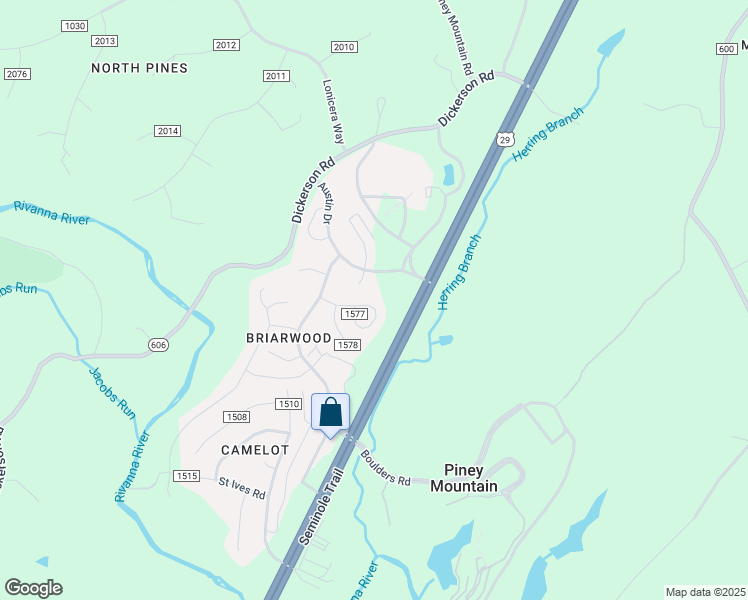 map of restaurants, bars, coffee shops, grocery stores, and more near 2460 Whitney Court in Charlottesville