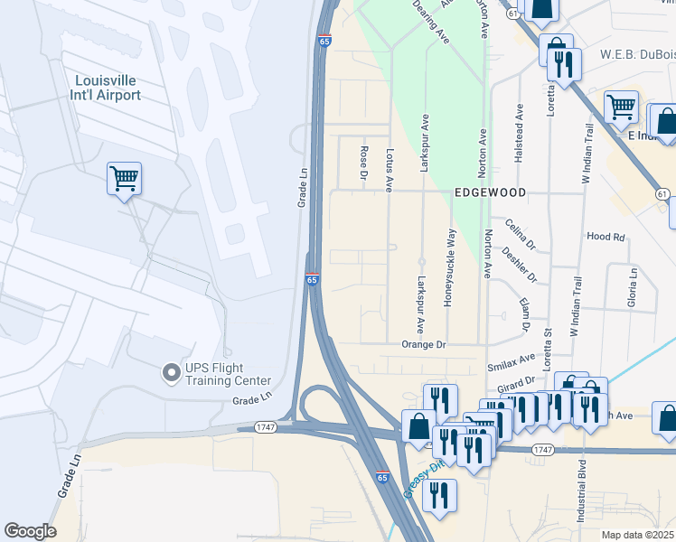 map of restaurants, bars, coffee shops, grocery stores, and more near 825 Lotus Avenue in Louisville
