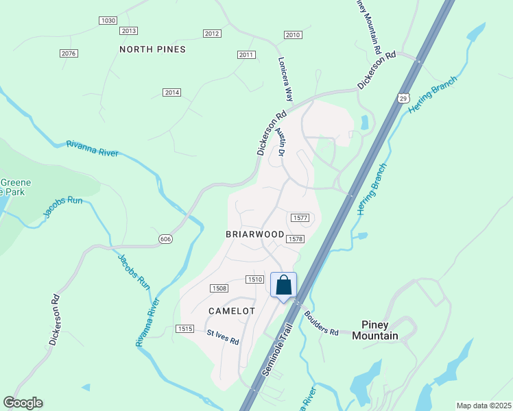 map of restaurants, bars, coffee shops, grocery stores, and more near 2239 Hummingbird Lane in Charlottesville