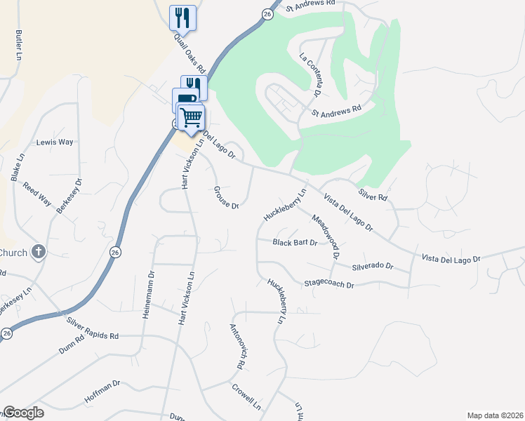 map of restaurants, bars, coffee shops, grocery stores, and more near 2352 Toyon Court in Valley Springs