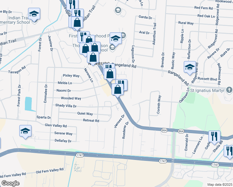 map of restaurants, bars, coffee shops, grocery stores, and more near 101 Poplar Level Court in Louisville