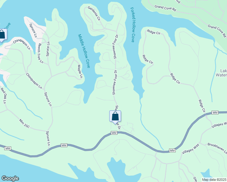 map of restaurants, bars, coffee shops, grocery stores, and more near 1 Niangua Road in Sunrise Beach