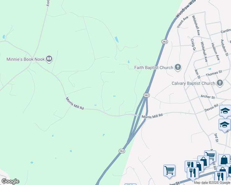 map of restaurants, bars, coffee shops, grocery stores, and more near 83 Blue Bird Lane in Staunton