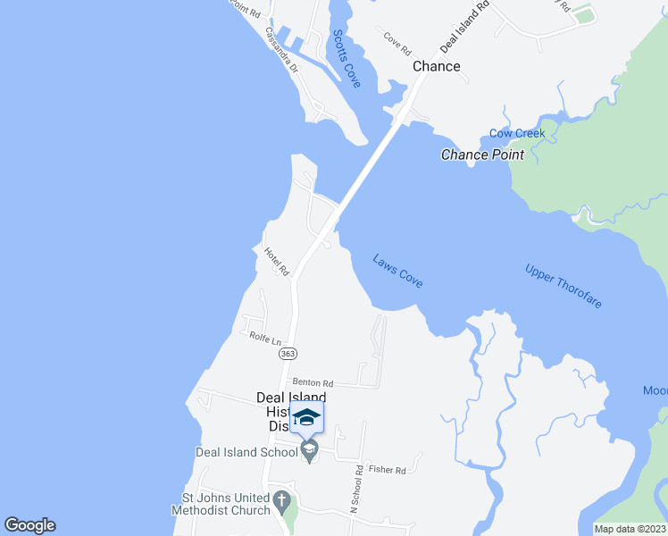 map of restaurants, bars, coffee shops, grocery stores, and more near 10277 Deal Island Road in Deal Island Historic District