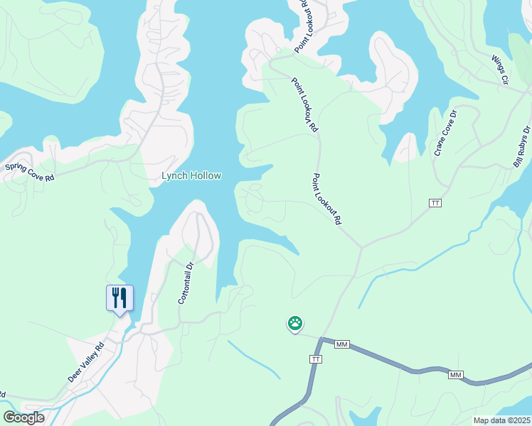 map of restaurants, bars, coffee shops, grocery stores, and more near 65-99 Bay Oak Ln in Sunrise Beach
