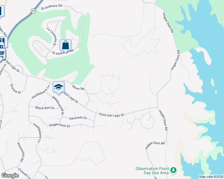 map of restaurants, bars, coffee shops, grocery stores, and more near 600 Oakridge Road in Valley Springs