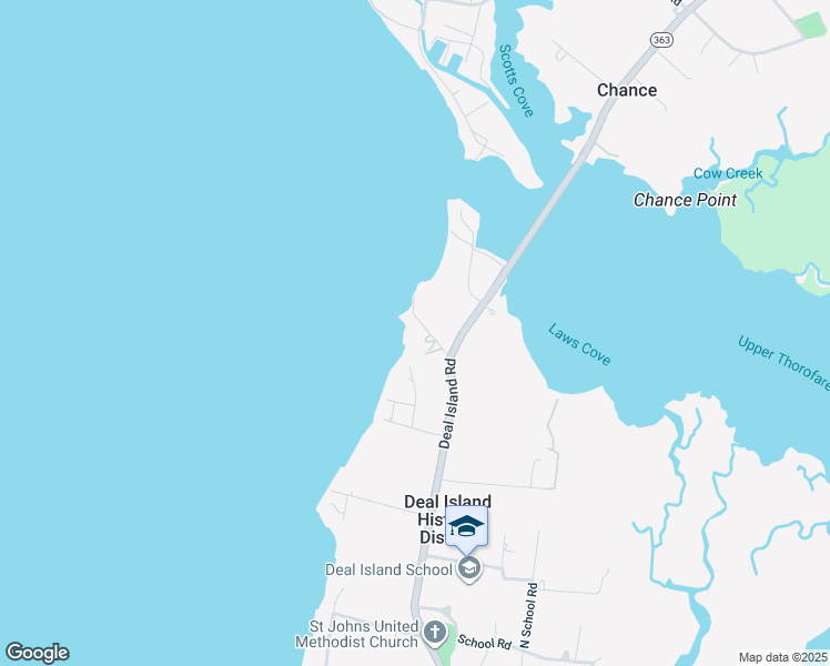 map of restaurants, bars, coffee shops, grocery stores, and more near 10244 Hotel Road in Deal Island Historic District